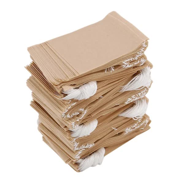 500-Pack Tea Filter Bags, Disposable Paper Tea Bag with Drawstring for Loose Tea, Coffee (Natural Brown) - Image 1