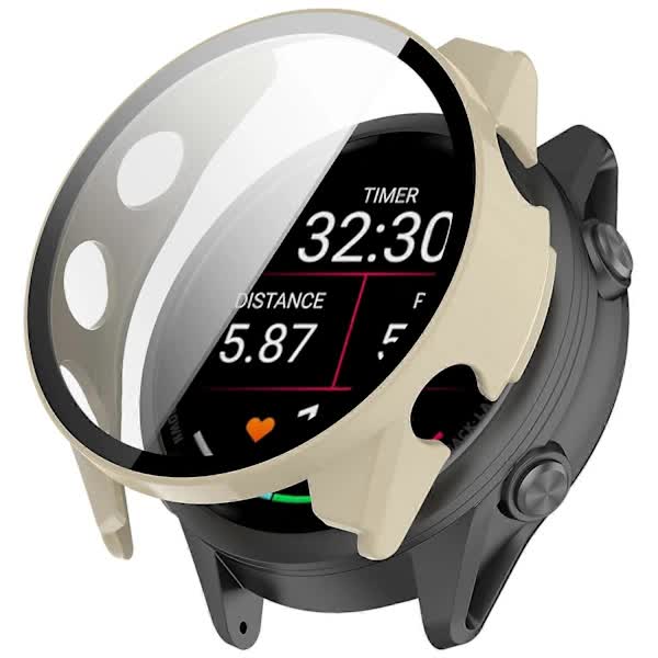 Garmin Forerunner 970 Watch Case Compatible with Tempered Glass Screen Protector Frame Protection White - Image 1