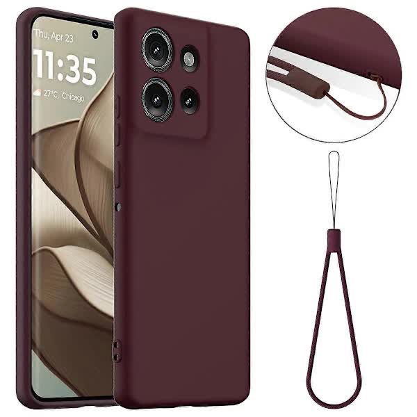 Motorola Edge 50 5G Case MagSafe Compatible Liquid Silicone Case with Lanyard Black Multicolor Burgundy - Image 1