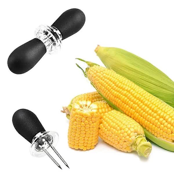 Stainless Steel Corn Forks 8 pcs Small Round Head Black Corn Rack Compatible with Grill Utensils - Image 2