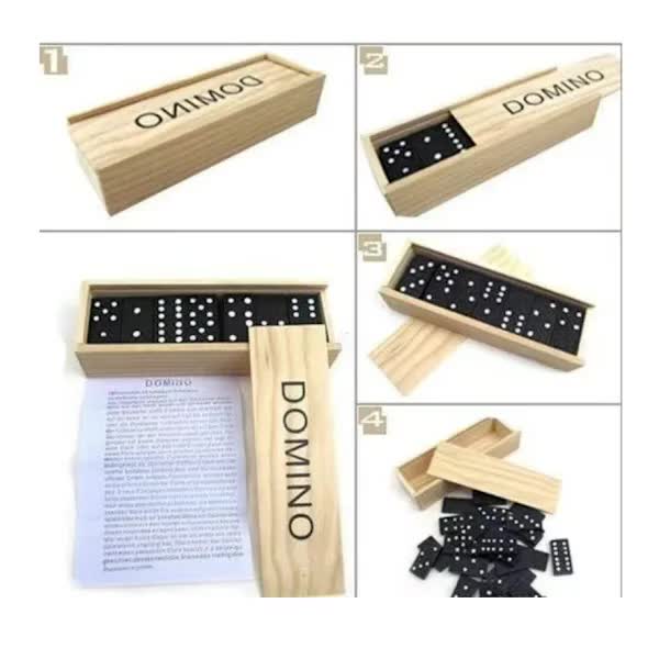 Wooden Domino Game 28 Pieces with Sliding Lid Case - Educational Aid for Children and Adults, Black Color - Image 3