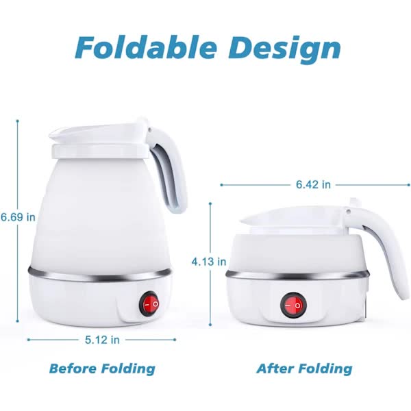 Foldable Electric Travel Kettle with Detachable Cord Silicone Collapsible Kettle - Image 2