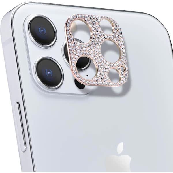 Diamond Camera Lens Cover Compatible with iPhone 12 Pro Max Protective Sticker Rose Gold - Image 1