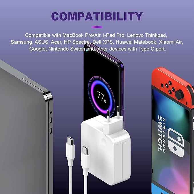 100W USB C Charger Compatible with MacBook Pro 13 14 15 inch 2024 - Image 6