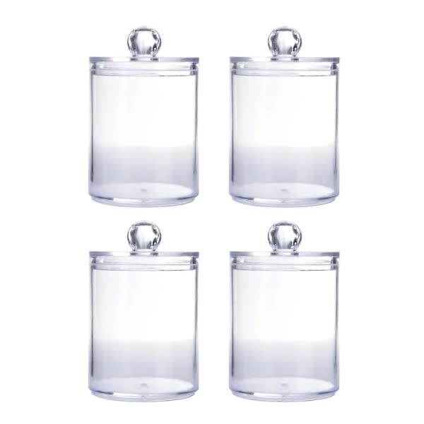 Sophisticated Crystal Glass Apothecary Jars with Removable Lids for Bathroom Vanity Organizers and Decor - Image 1