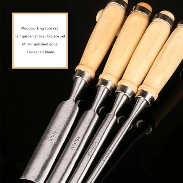 Woodcarving Chisels Set 6mm 12mm 18mm 24mm 4pcs Professional Woodworking Tools Wood Carving Sculpture Carpenter Craft - Image 3