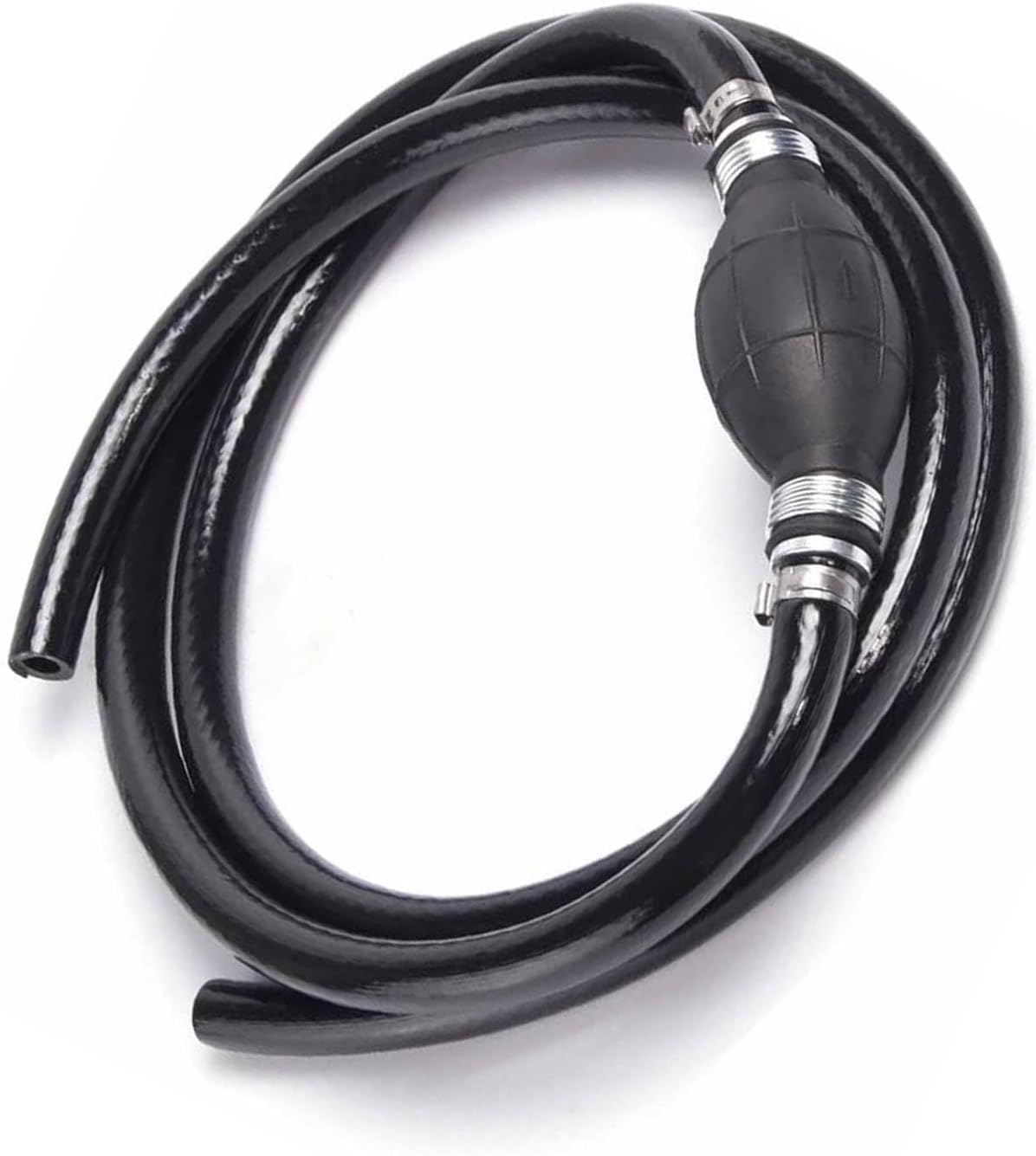 Fuel Line Hose for Outboard, Nylon Braid 5/16 Inch Fuel Line Hose with Hand Pump Bulb, 6 FT Long Boat RVs Tractor Fuel Line Assembly - Image 1