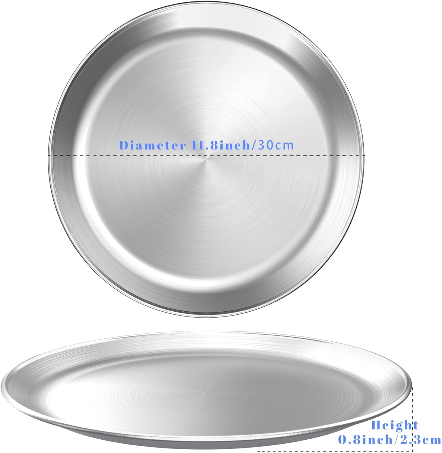 Stainless Steel Pizza Pan Round Pizza Tray, Round Pizza Plate For Pie Cookie Pizza Cake, Non Toxic & Heavy Duty, Brushed Finish & Easy Clean & Diameter 11.8 Inch - Image 3