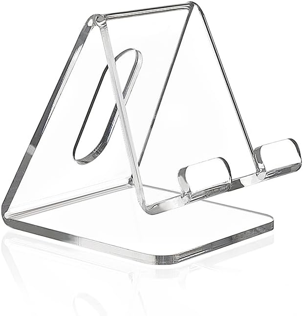 Fancial Acrylic Cell Phone Stand, Portable Phone Holder, Clear Phone Stand for Desk, Compatible with iPhone 15 14 13 12 Pro Max Mini 11 Xr Plus SE, Android Smartphone, Pad, Tablet, Desk Accessories - Image 1