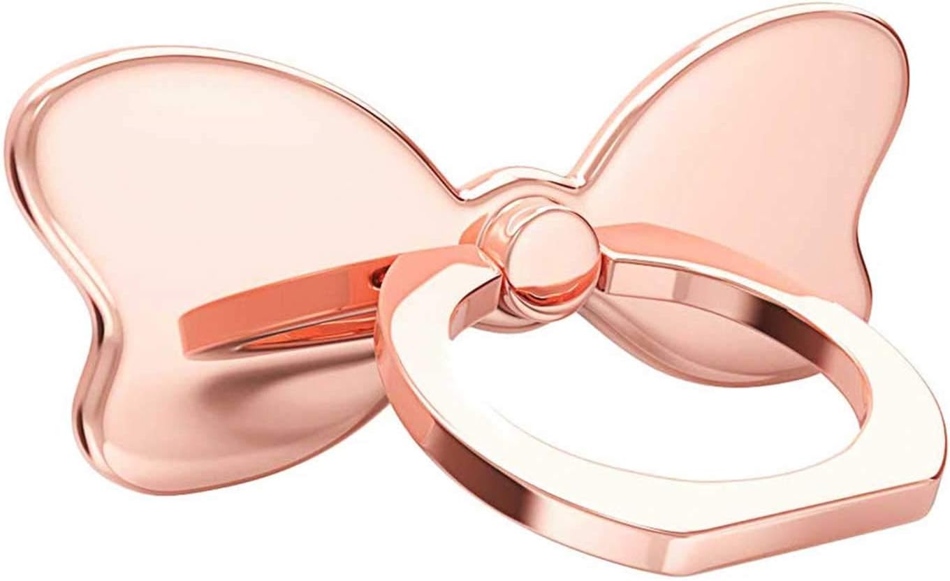 Metal Cell Phone Finger Ring Stability Holder Back Stand Collapsible Hand Grip Knob Loop Car Mount Hook Kickstand 360 for iPhone Samsung Galaxy Mobile Cute Accessories (Rose Gold) - Image 1