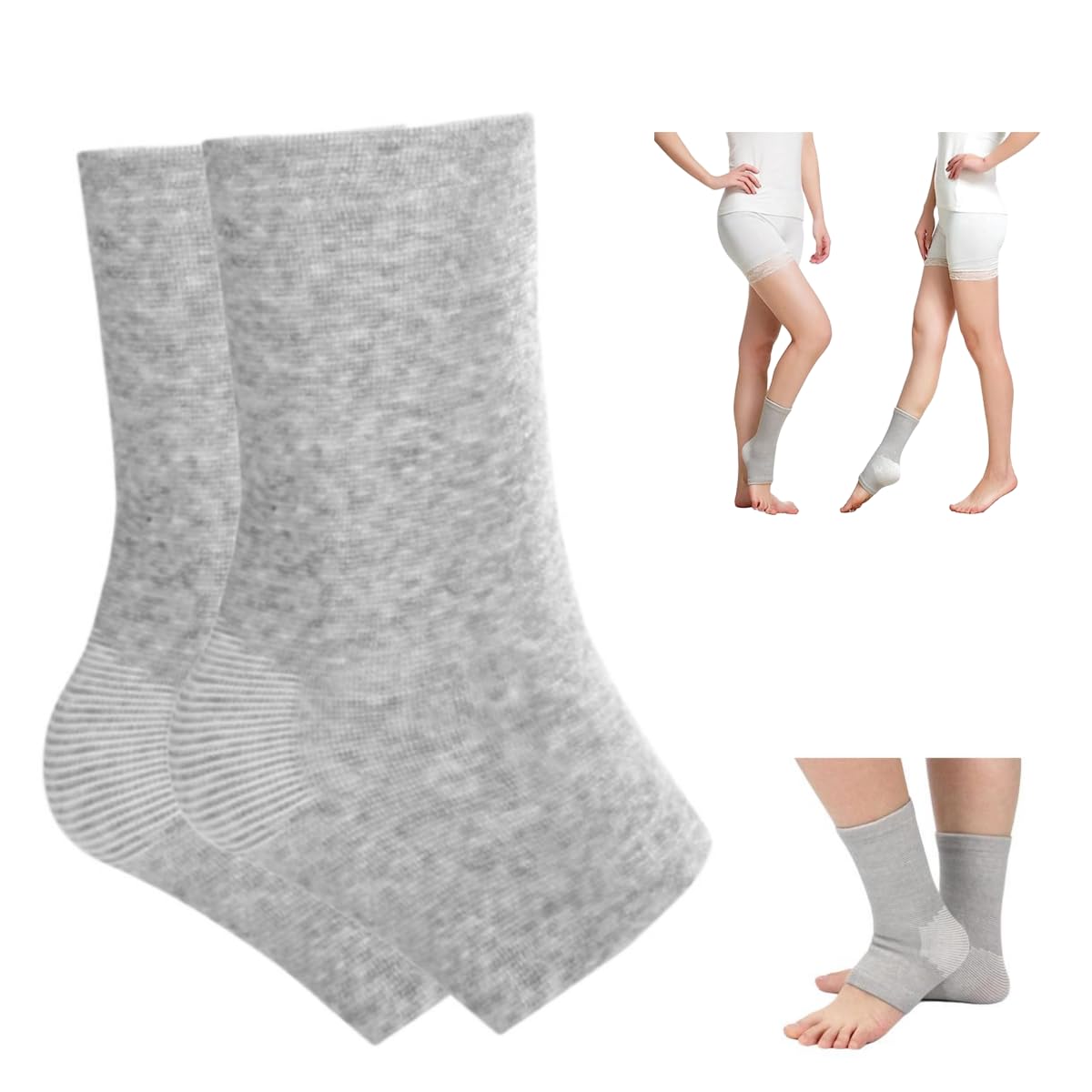 Bamboo Compression Socks, Bamboo Anti Fatigue Socks, Neuropathy Pain Relief At Bedtime,Ankle Swelling, for Sport Arthritis Pain Relief, Promote Blood Circulation, One Size Tall, Grey - Image 1