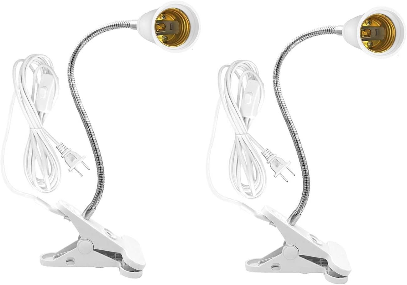 Bahong Clip Desk Lamp Socket,Desk Light Adapter,Clip Light Bulb Holder,E26/E27 Flexible Light Socket,86.6in Table Reading Light,Night Light with Cord,Clamp Light Bulb Stand with On/Off Switch (1PC) - Image 1
