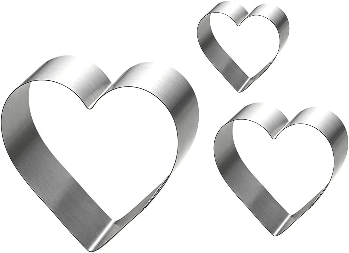 Siking Stainless Steel 4 / 6 / 8 Inch Heart Cake Ring Mold Heart Cutter Pancake Mold For Mousse Cheese Cookie Salads Onigiri (Heart) H 11- 2 - Image 1