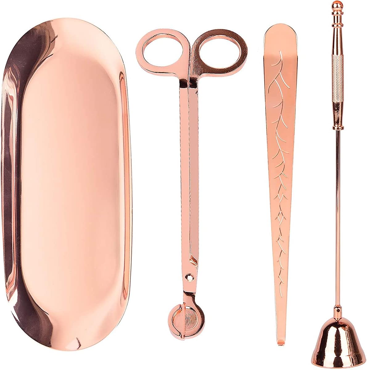 Candle Accessory Set 4 in 1, Wick Trimmer, Cutter, Snuffer Kit, Dipper for Scented Lover, Care Tools, Christmas Thanksgiving Gift, Ideal Gift(Rose Gold) - Image 1