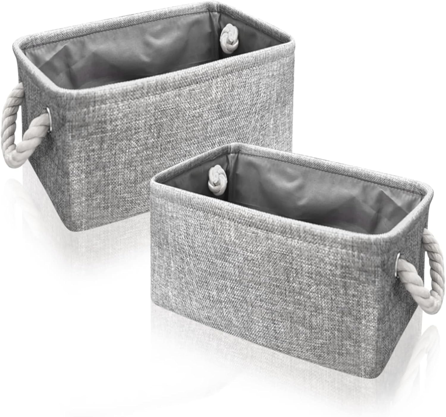 Organizing Fabric Storage Basket Box for Shelves, Nursery, Decorative Baskets(Solid Grey-2 Pack, Small-12.2 * 8.3 * 5.1inches) - Image 1