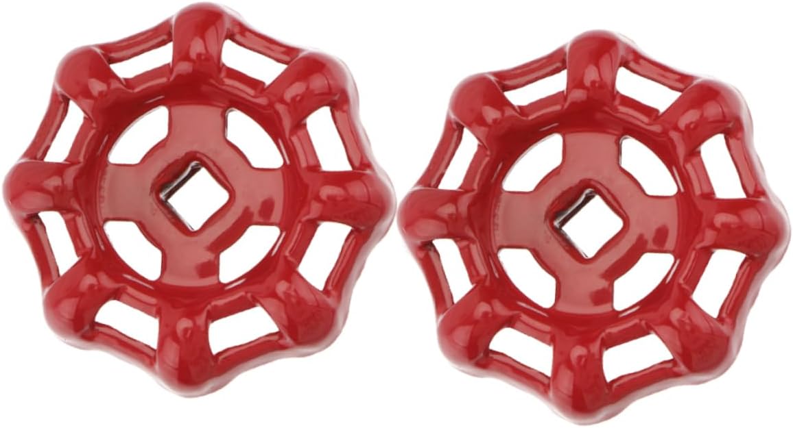1set Gate Valve Handle Door Handles Gate Wheel Outdoor Faucet Handle Shower Faucet Handle Shutoff Handle Fitting Shower Knob Replacement Water Spigot Handle Cast Iron Red 2pcs - Image 1