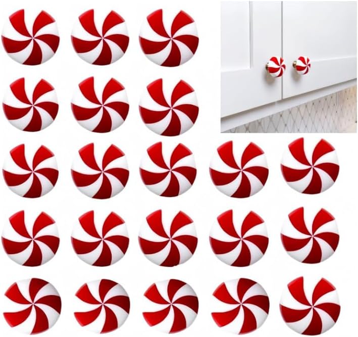JOASIS 20 Pack Christmas Silicone red White Candy Cabinet knob Covers for a Variety of Kitchen, Living Room, and Bedroom Cabinet knobs - Image 1