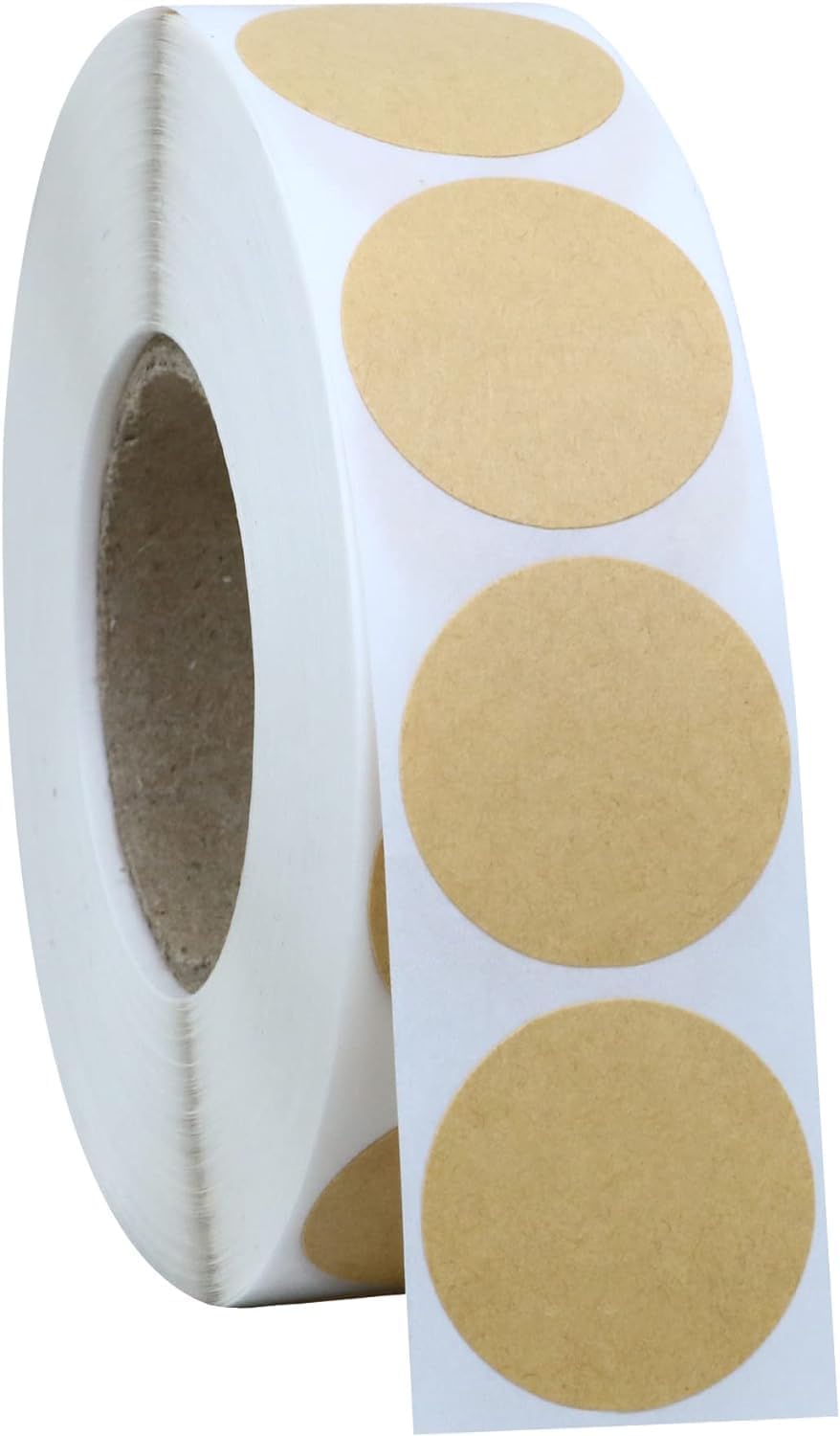 1000PCS Kraft Circle Stickers, 1 Inch Round Blank Garage Sale Price Stickers, Kraft Coding Tag Labels, Brown Natural Envelope Seals for Home, Classroom, Jam, Canning Jar Labels - Image 1
