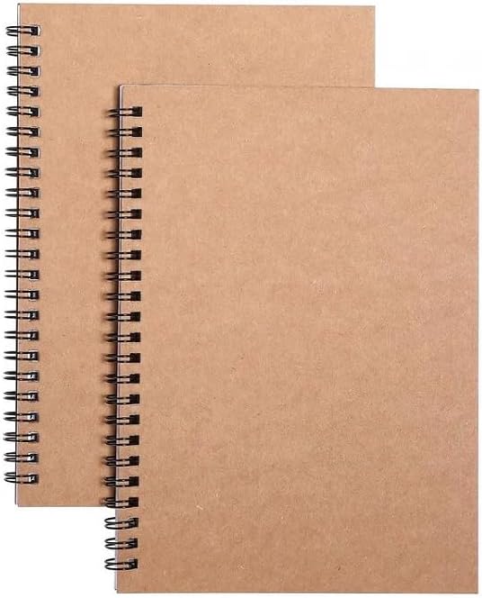 2 Pcs blank Spiral Notebooks, blank page notebook Wirebound Notepads 100 Pages (50 Sheets), 8.25