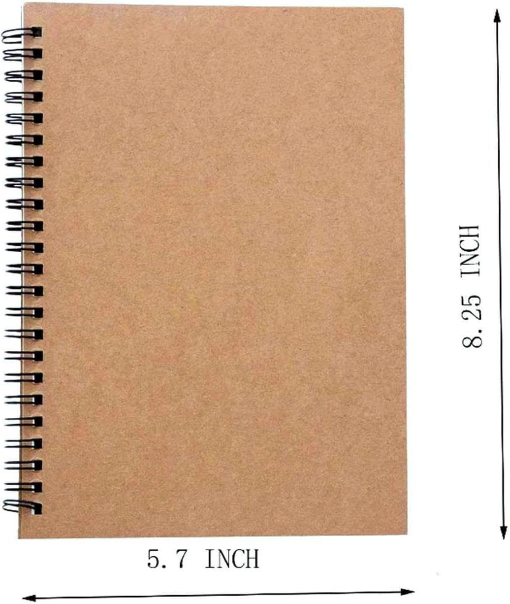 2 Pcs blank Spiral Notebooks, blank page notebook Wirebound Notepads 100 Pages (50 Sheets), 8.25