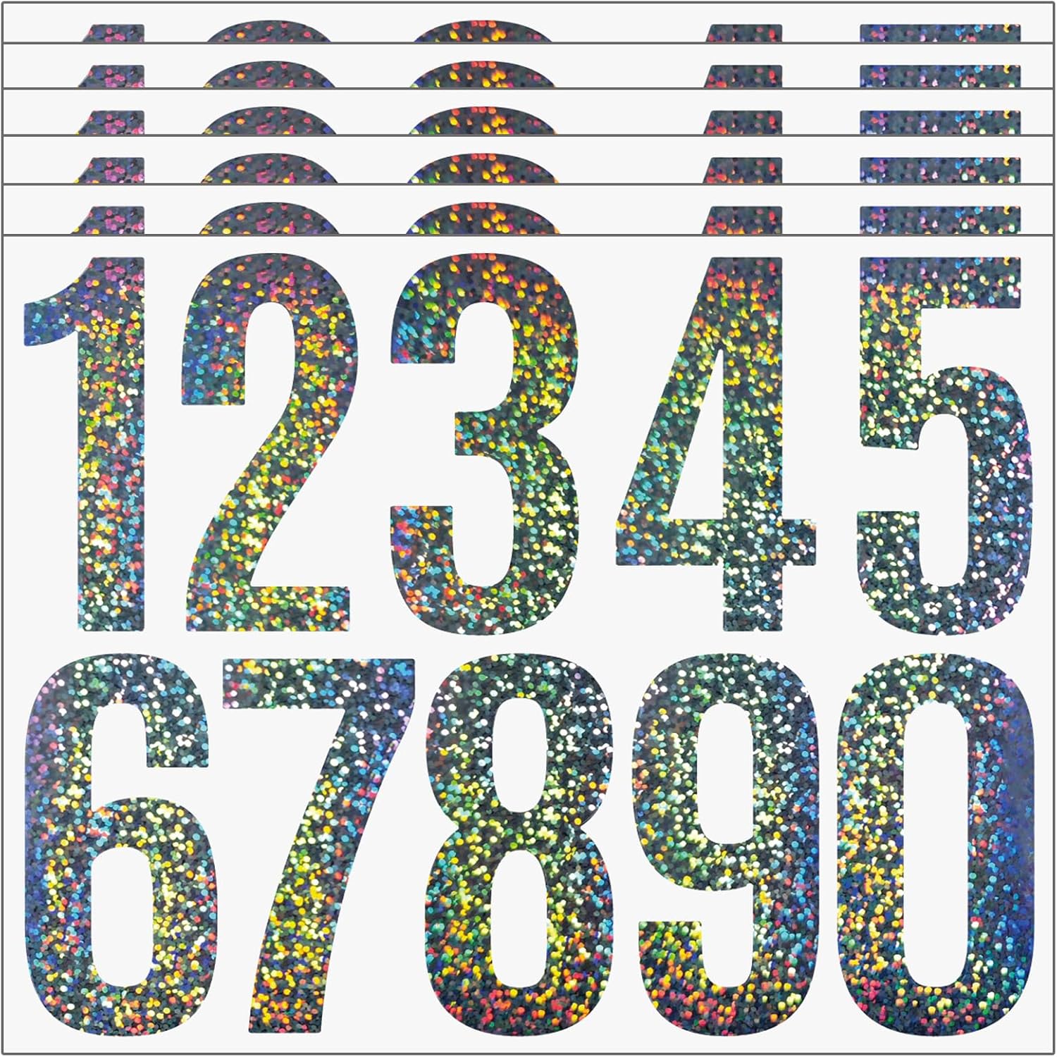 Reflective Mailbox Numbers Stickers,60 PCS Self Adhesive Vinyl Waterproof Number Stickers,6 Sheets Large 3 Inch 0-9 House Numbers,for Mailbox,Signs, Door, Cars,Garbage Bins,Address Numbers(Reflective) - Image 1