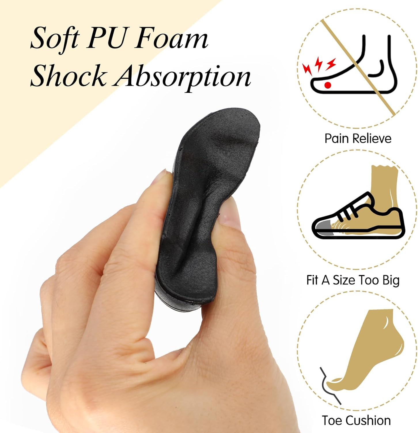Shoe Filler Insert, Shoe Filler for Shoes Too Big, Toe Cushion Fillers Make Shoes Fit, Shoe Filler for Loose Shoe, Prevent Heel Sliping, One Size Fits Shoe Inserts for Women and Men (Blcak, 3 Pairs) - Image 4
