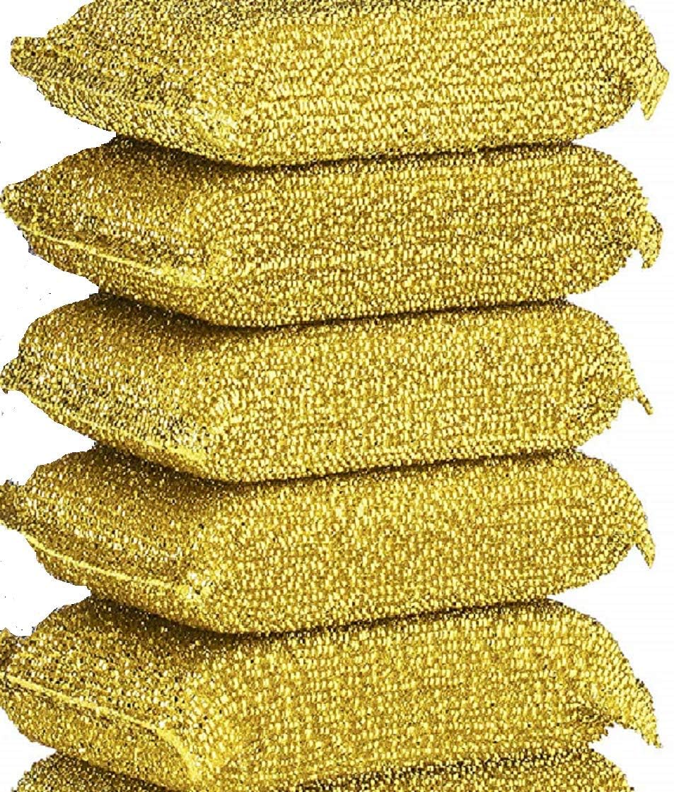 6 Pieces Non-Scratch Scrub Sponges Pads, Cleaning Scrub Sponge, Dish Wash Sponge, Kitchen Sponge, Multi-Use Heavy Duty Scrub Sponge - Gold - Image 1