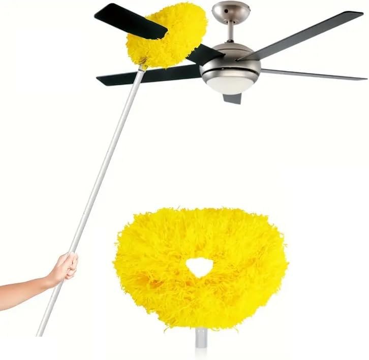 Ceiling Fan Cleaner Duster with Extension Pole Long Duster Handle Reusable Microfiber Ceiling Fan Blade Cleaner Duster with Extension Pole for Cleaning Fan Door Window Furniture Walls - Image 1