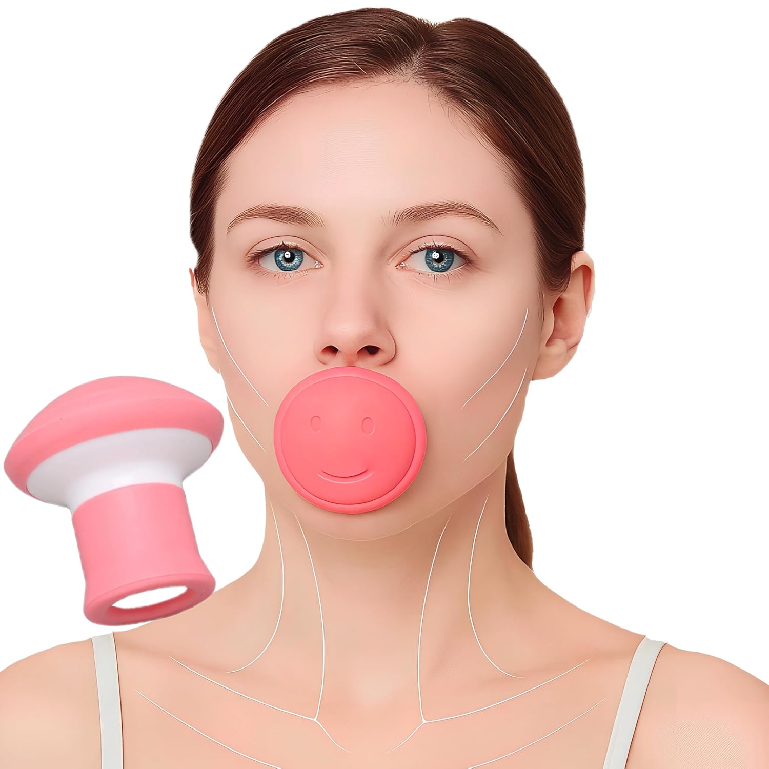 Jaw Exerciser,Double Chin Reducer,Facial Yoga for Skin Tighten Firm,Face Exerciser& Jawline Shaper, Jaw Trainer,Facial and Neck Exercise for Women and Men,Double Chin Breathing Exercise Device (Pink) - Image 1