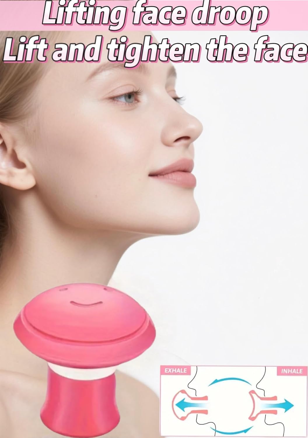 Jaw Exerciser,Double Chin Reducer,Facial Yoga for Skin Tighten Firm,Face Exerciser& Jawline Shaper, Jaw Trainer,Facial and Neck Exercise for Women and Men,Double Chin Breathing Exercise Device (Pink) - Image 2