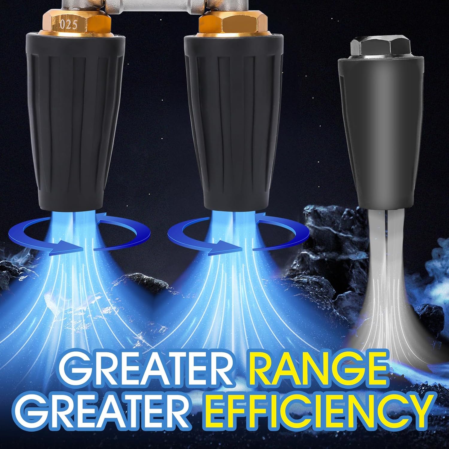 Dual Turbo Nozzle Pressure Washer, 360° Rotating Turbo Nozzle For Power Washer with 1/4
