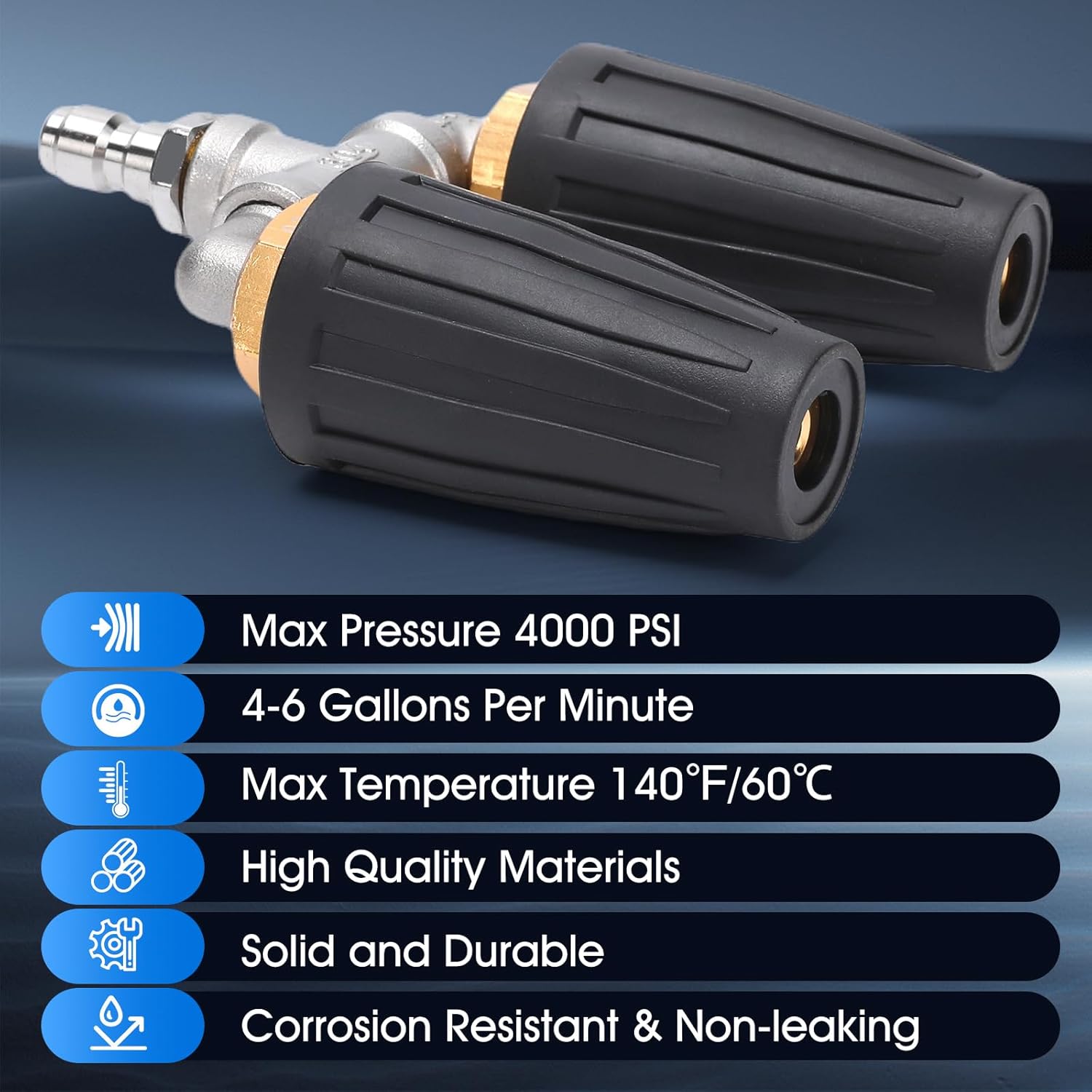 Dual Turbo Nozzle Pressure Washer, 360° Rotating Turbo Nozzle For Power Washer with 1/4