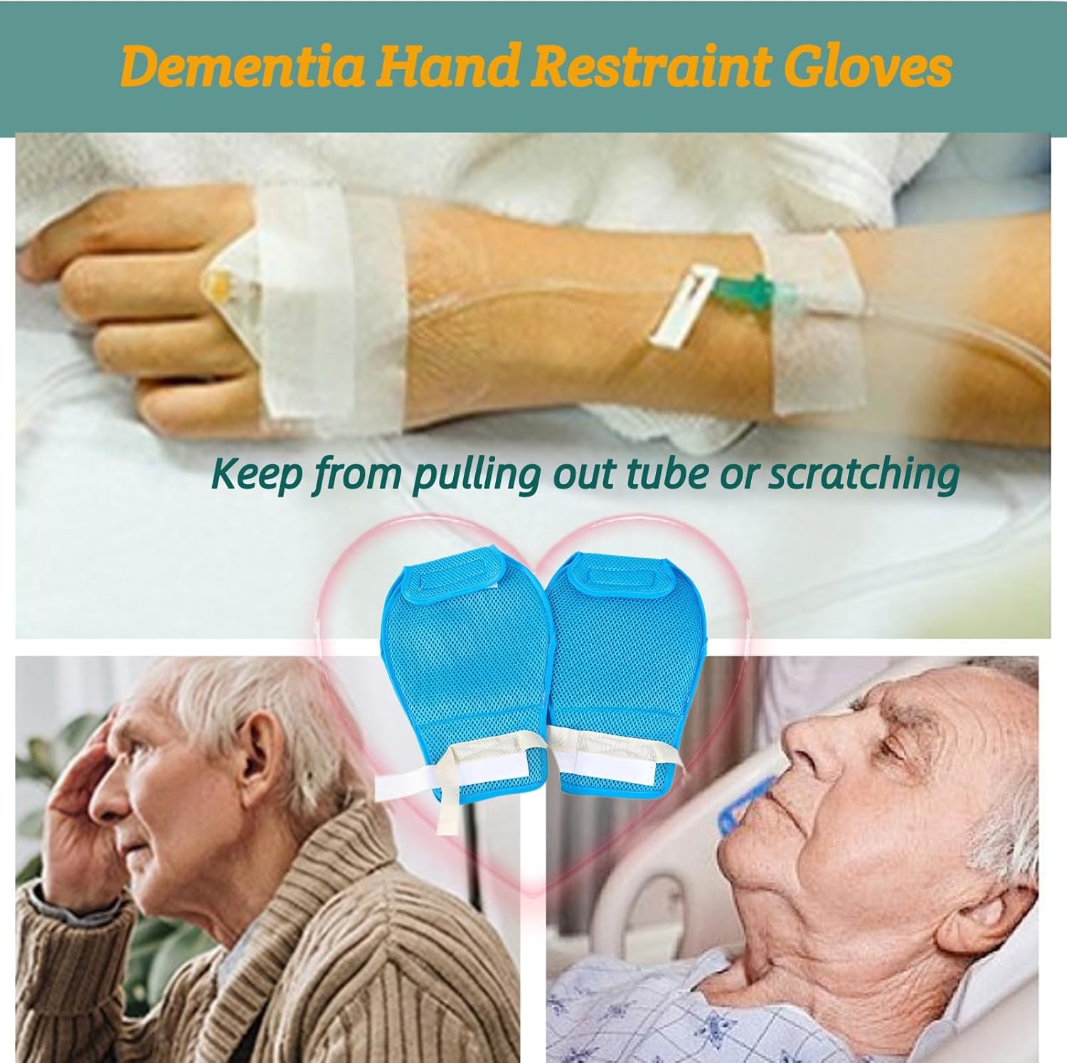 Dementia Restraint Gloves -2 Pcs, Adult No Scratch Mitts for Elderly Hand Safety Protective - Image 2