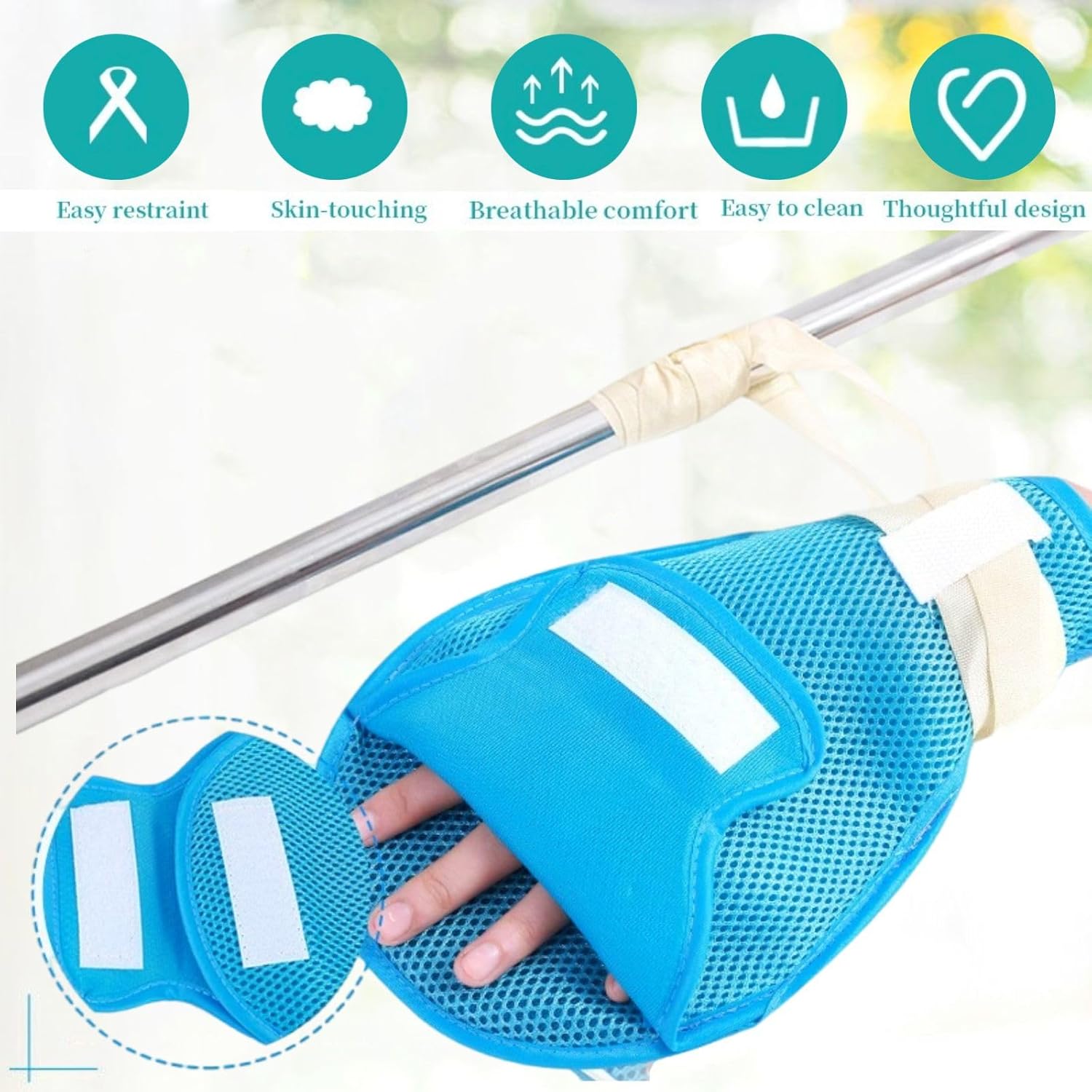 Dementia Restraint Gloves -2 Pcs, Adult No Scratch Mitts for Elderly Hand Safety Protective - Image 3