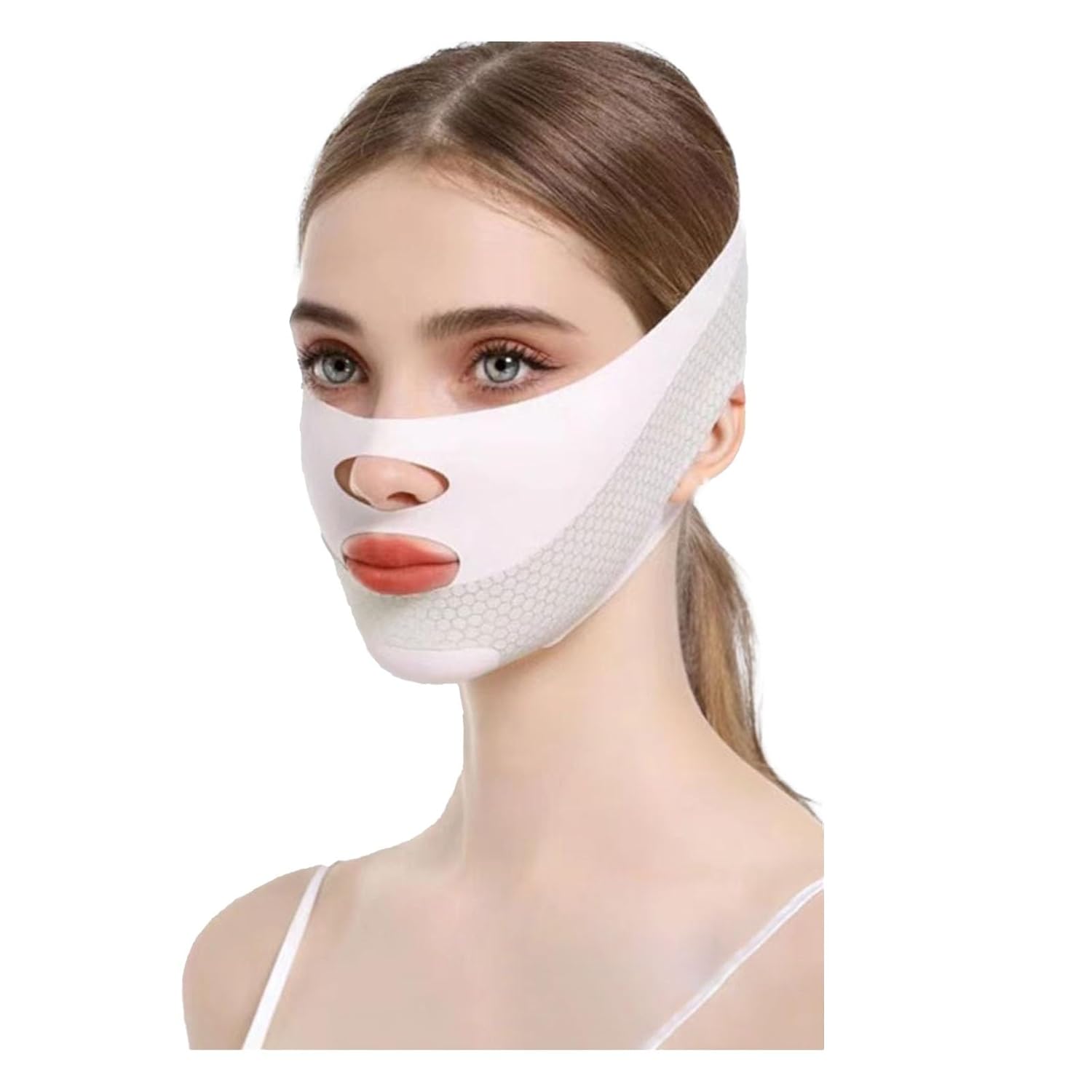 V Line Lifting Mask Chin Strap For Sleeping Reusable，Face Lift Tape Face Slimmer For Women，Jaw Trainer（Pink. Black. Blue）Variety Of Options.(Pink,2PCS) - Image 1