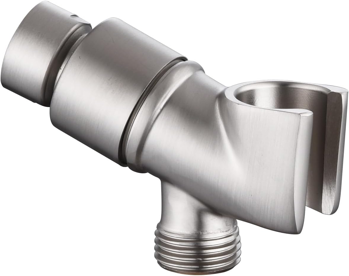 All Metal Handheld Shower Head Holder - Adjustable Brass Mount with 360 Degree Swivel Pivot Ball for Universal Shower Arm and Shower Hose Chrome Plated (Nickel) - Image 1