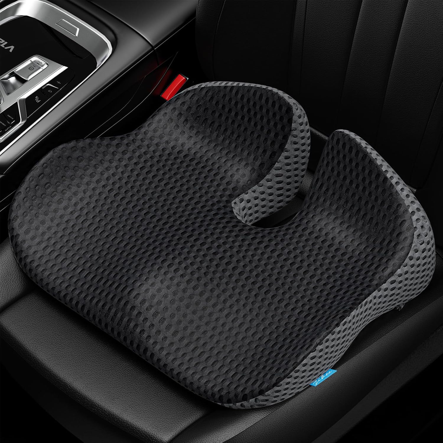 Wedge Car Seat Cushion for Driving, Innovative Seat Cushion with Honeycomb Gel & Memory Foam for Enhanced Breathability & Support, Car Cushions for Hip Pain Relief, Improve Vision/Posture, Black - Image 1