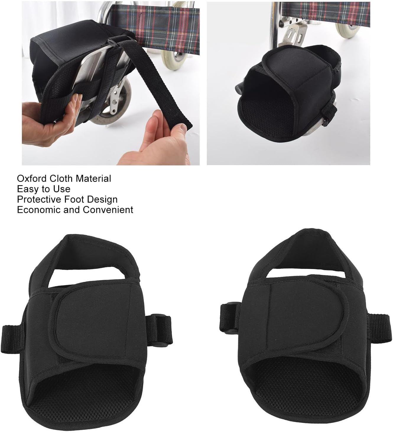 2PCS Wheelchair Shoe Holders, Oxford Wheelchair Anti-Fall Restraint Shoes Support with Fixed Straps for Elderly Patient Recovery - Image 4