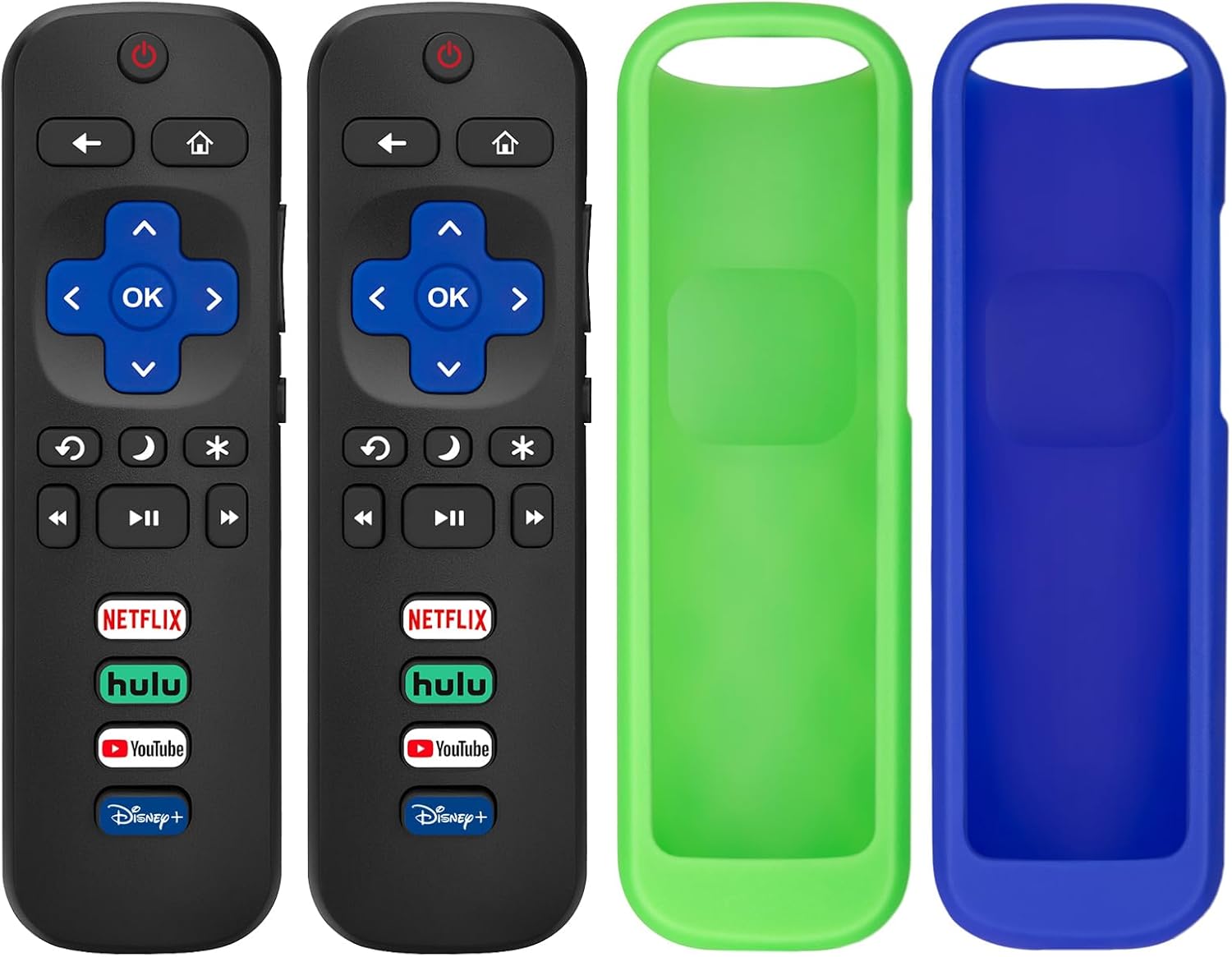 (Pack of 4) 2 Pack Replaced Remote Control only for Roku TV, 2 Pack Remote Control Cover for Roku Remote - Image 1