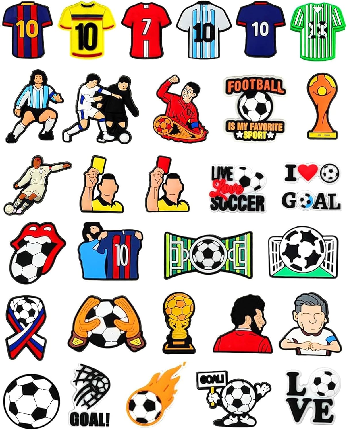 38pcs Soccer Ball Charms for Clog Shoe Decoration, Sports Soccer Football Shoe Charms Accessories Pack,Cute Random Charms - Image 1