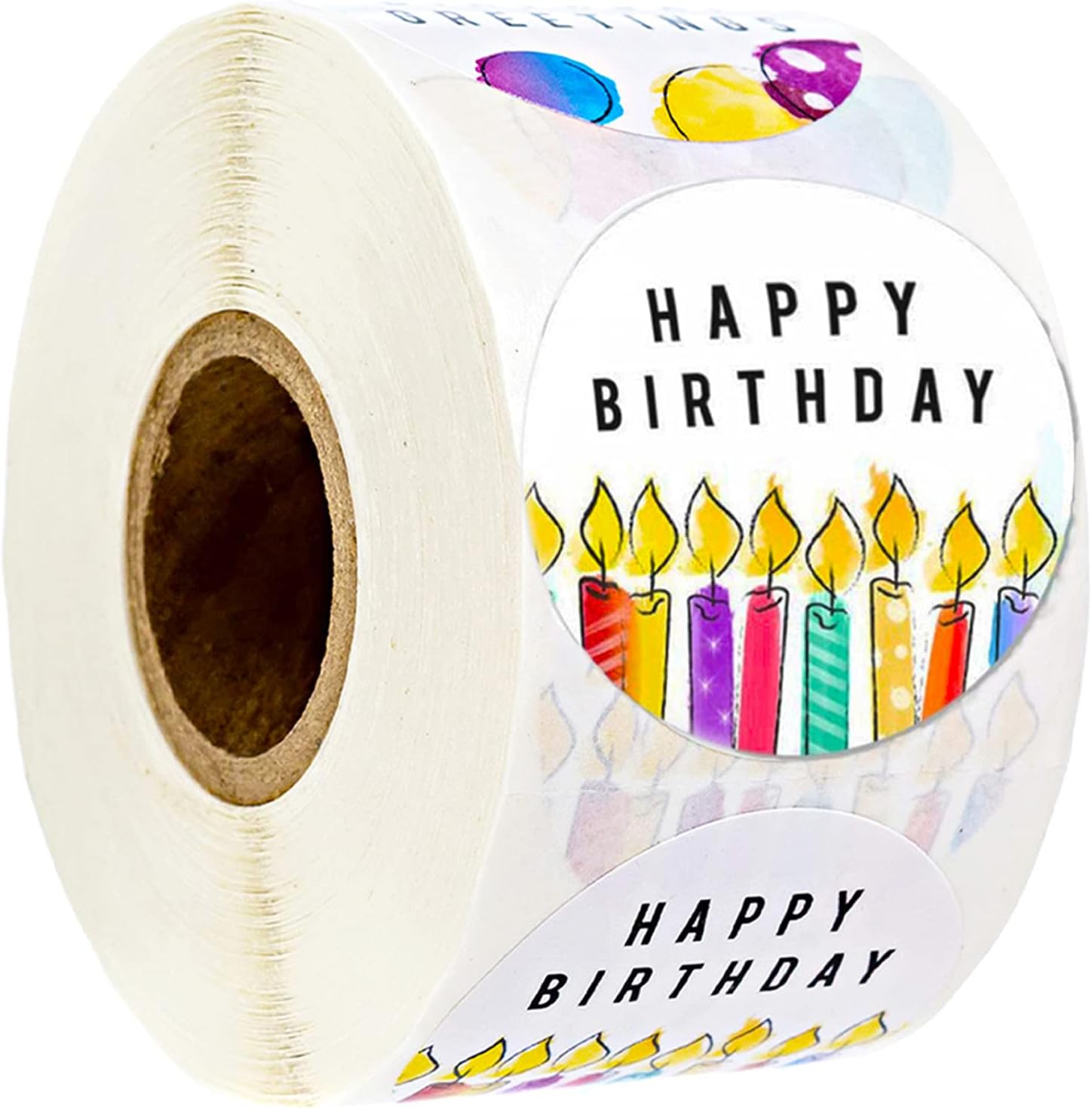Happy Birthday Stickers, Round Happy Birthday Stickers,Waterproof Self Adhesive Stickers Happy Birthday with 500 pcs Round Label Rolls (1.5