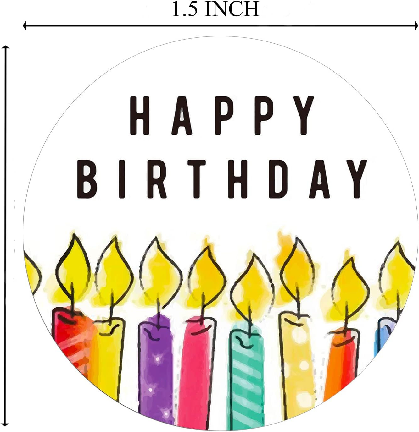 Happy Birthday Stickers, Round Happy Birthday Stickers,Waterproof Self Adhesive Stickers Happy Birthday with 500 pcs Round Label Rolls (1.5