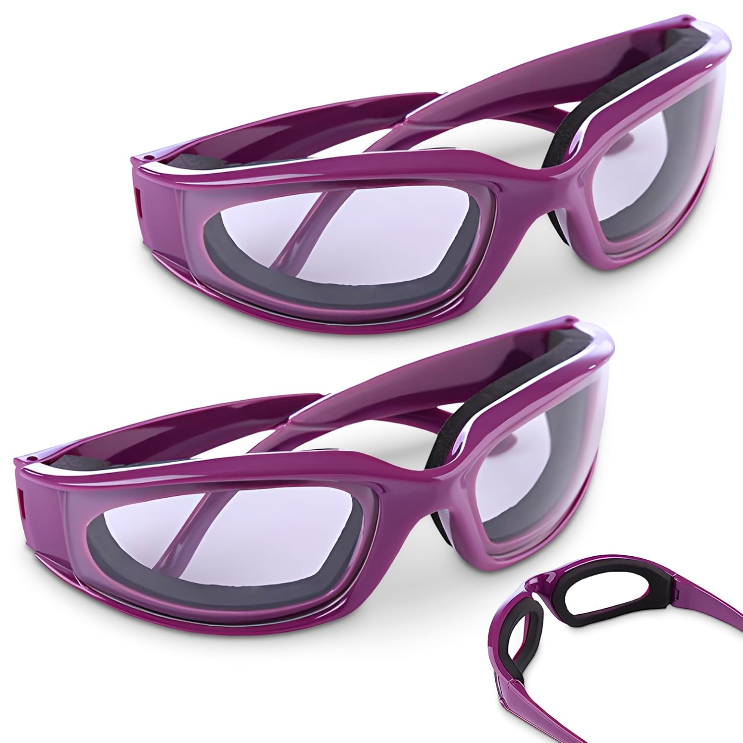 Onion Cutting Goggles Safety Glasses for Women - 2Pcs Onion Goggles for Women Dust Goggles Adult Airsoft Eye Protection Glasses - Kitchen Accessories purple onions Eye Goggles for Dust Protection - Image 1