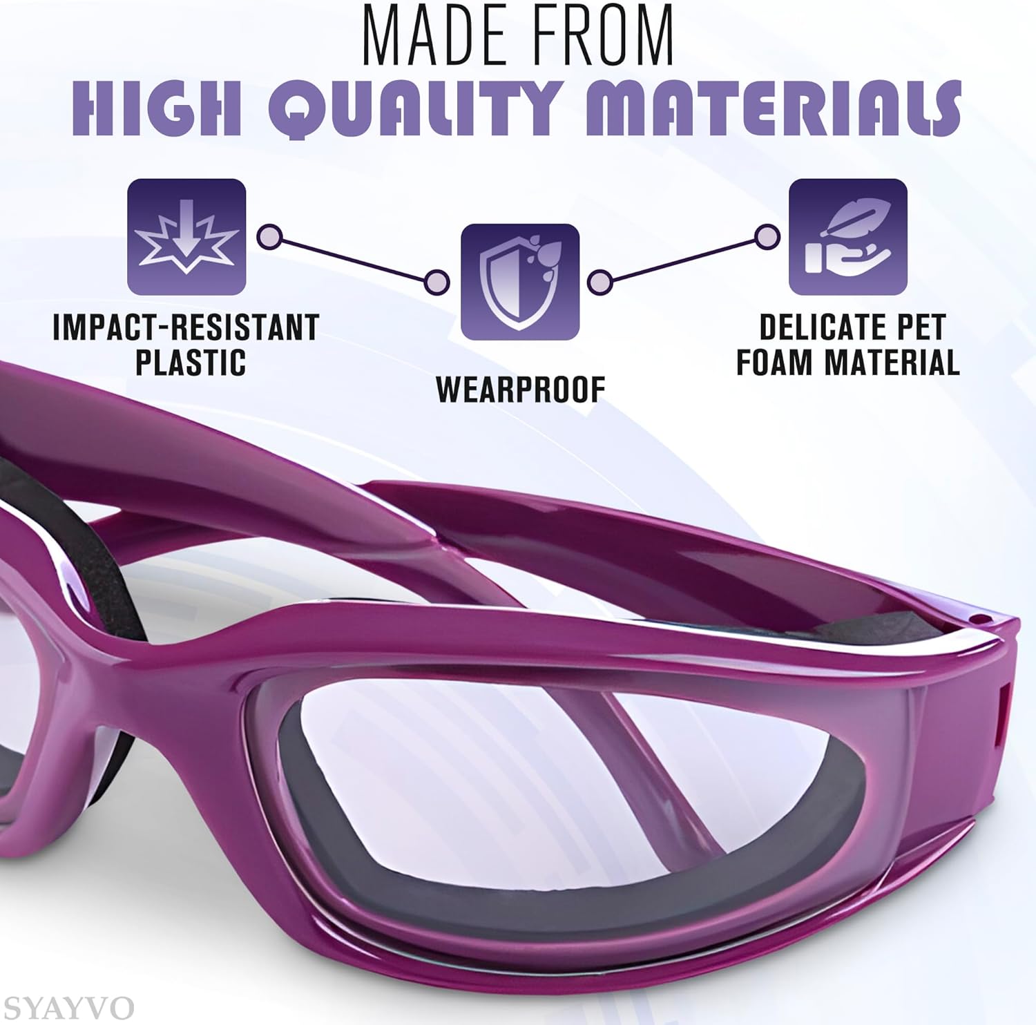 Onion Cutting Goggles Safety Glasses for Women - 2Pcs Onion Goggles for Women Dust Goggles Adult Airsoft Eye Protection Glasses - Kitchen Accessories purple onions Eye Goggles for Dust Protection - Image 3