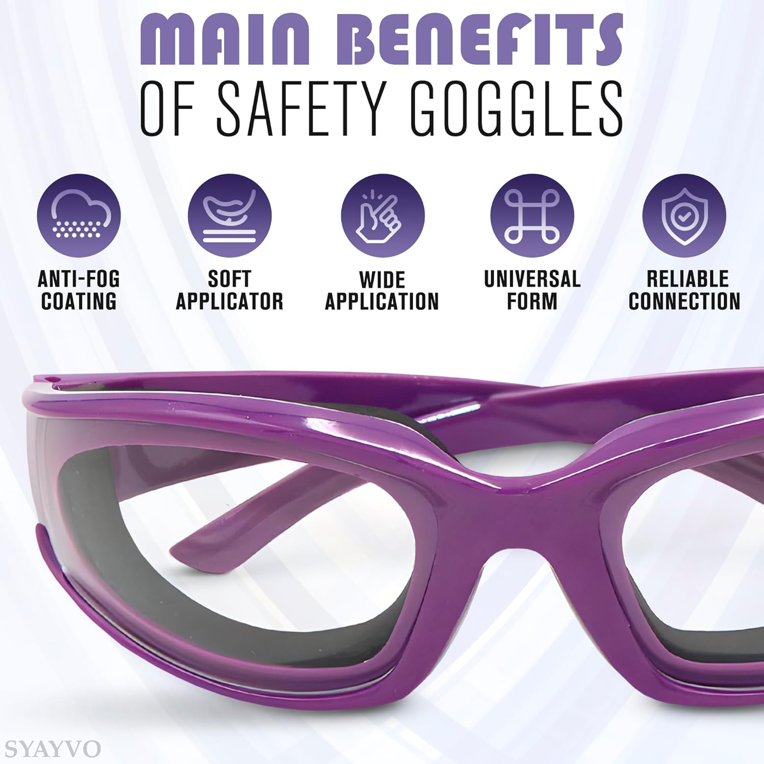 Onion Cutting Goggles Safety Glasses for Women - 2Pcs Onion Goggles for Women Dust Goggles Adult Airsoft Eye Protection Glasses - Kitchen Accessories purple onions Eye Goggles for Dust Protection - Image 4