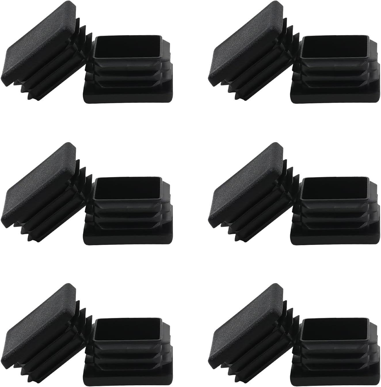 , 2 Inch 2x2 Square Tube End Cap Plastic Plugs 12 Pack, 2 Inch 2x2 Square Tubing Plug 2x2 Tube End Caps Fence Post Pipe Cap Cover Tubing Insert Chair Glide Finishing Plugs, Black - Image 1