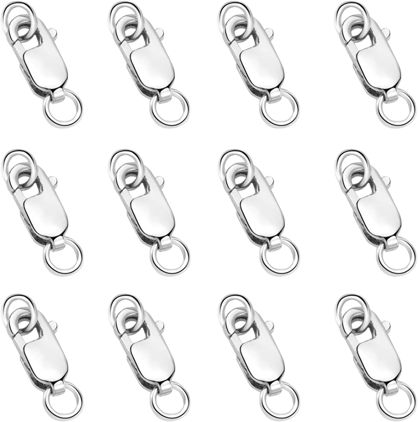 925 Sterling Silver Lobster Claw Clasp 12pcs with Closed Jump Rings, Small Connector with Jump Ring for Necklaces Jewelry Bracelet Making Supplies Lobster Claw Clasp (0.39 x 0.16 inch) - Image 1