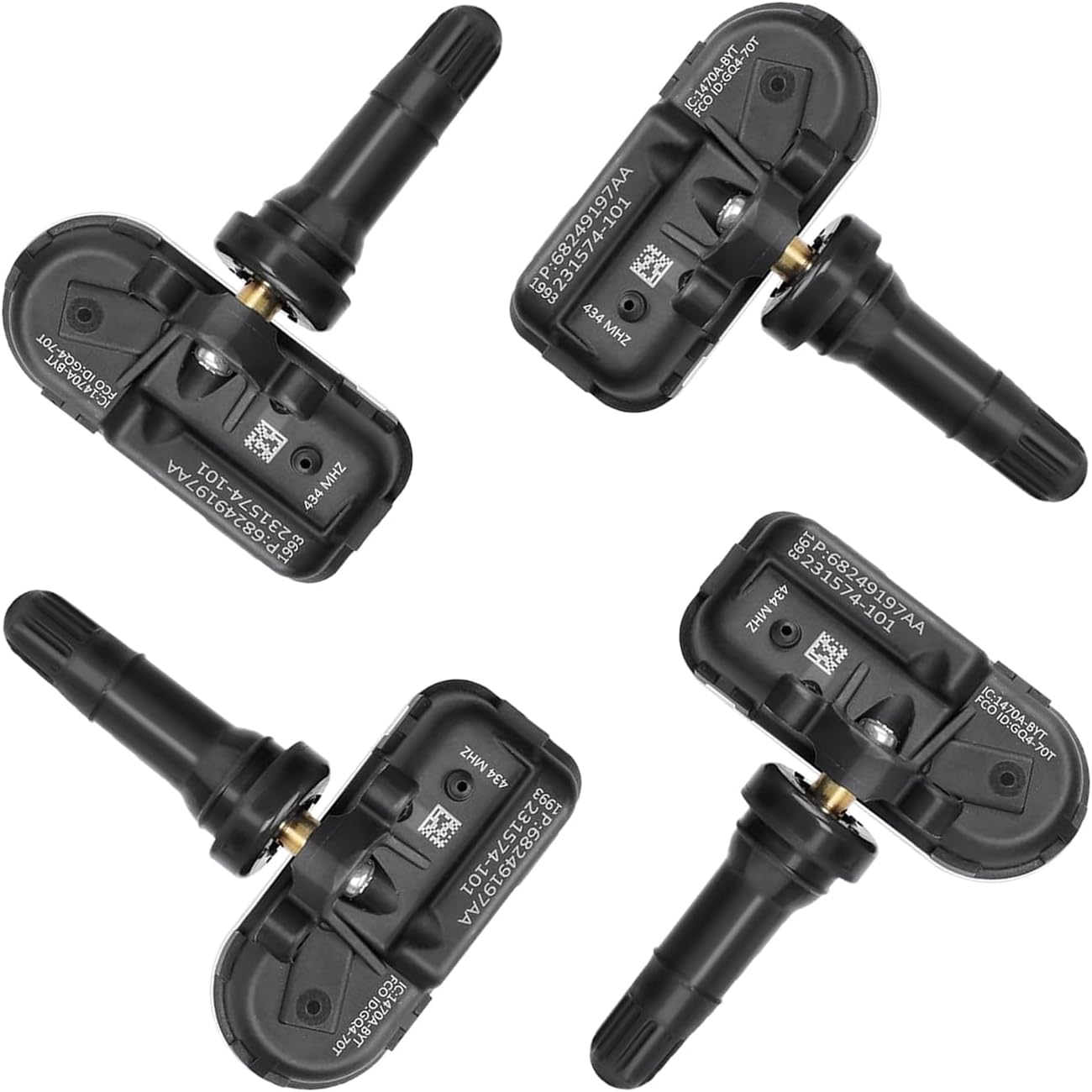 68249197AA TPMS Sensor Dodger RAM, 4-Pack 434MHz Tire Pressure Monitoring System Sensors Compatible with 2014-2018 Dodge Ram 1500 2500 3500 Jeep Cherokee Replaces 68239720AA 68157568AA - Image 1