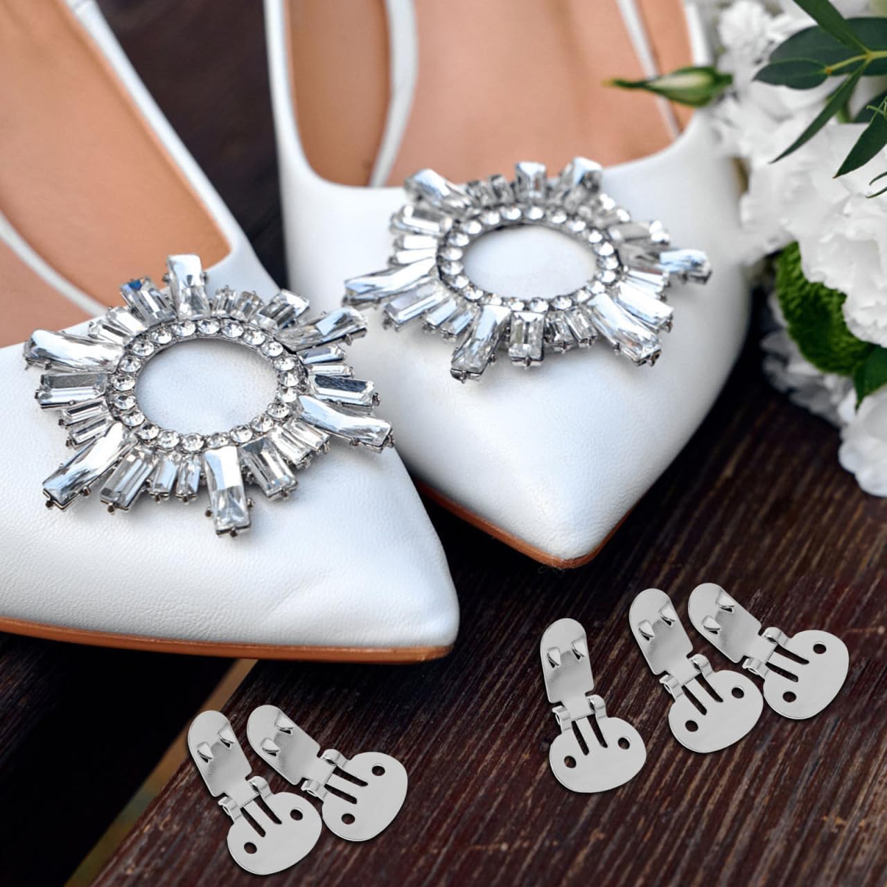 10pcs Shoe Clips for Diy Crafts: Stainless Steel Flat Blank Shoe Embellishments for Decoration Silver (1.25 X 0.78 Inch) - Image 2