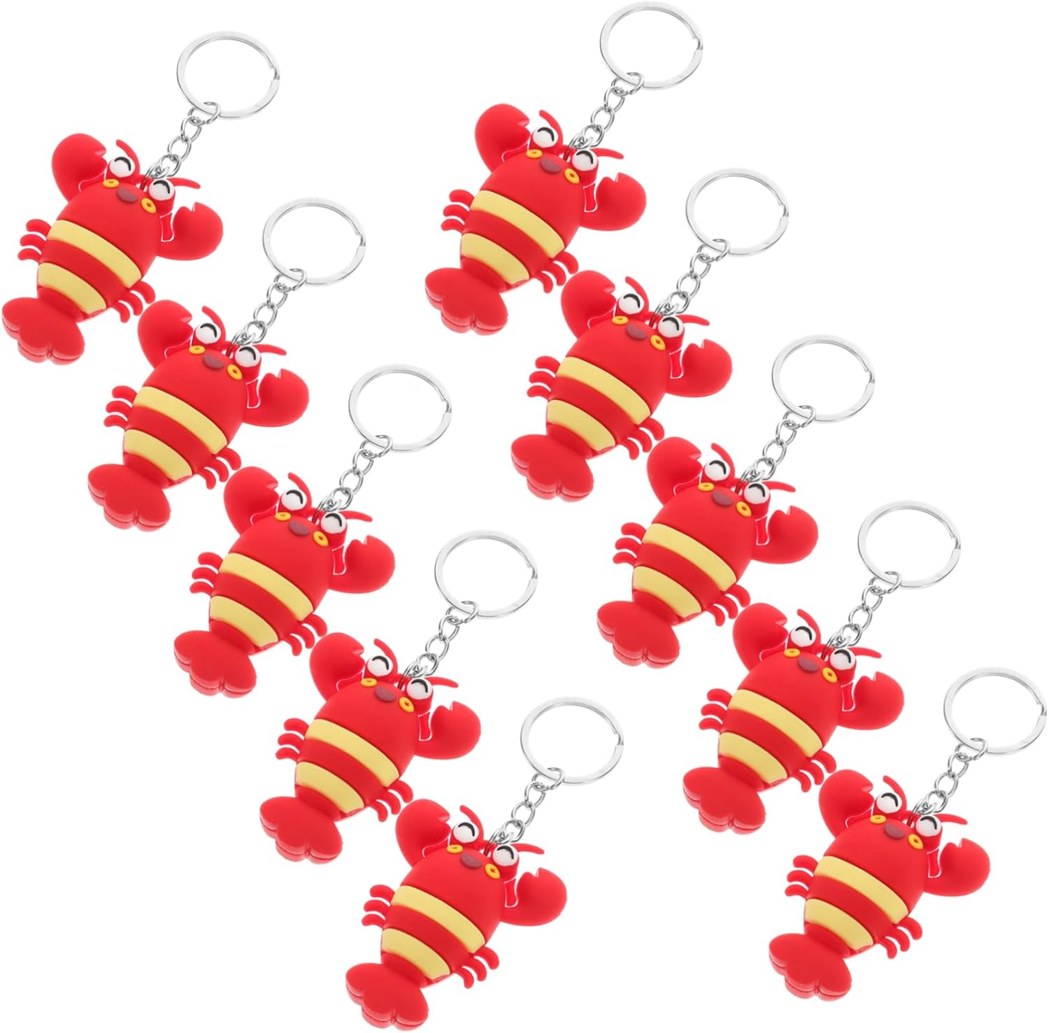 10pcs Simulation Sea Animals Keychains Cute Cartoon Lobster Key Pendant Decor for Bags Backpacks and Phones Fun Party Favors for Boys - Image 1